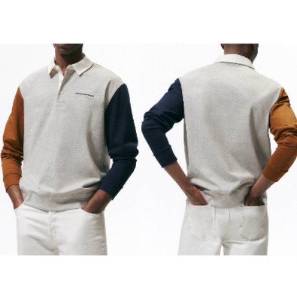 ZARA Men's A Place Of Adventures Color Block Polo Sweatshirt Size Small NWT - Picture 1 of 15